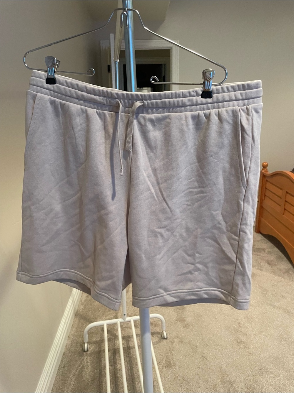 H&M Men's Drawstring Fleece Shorts - Light Gray